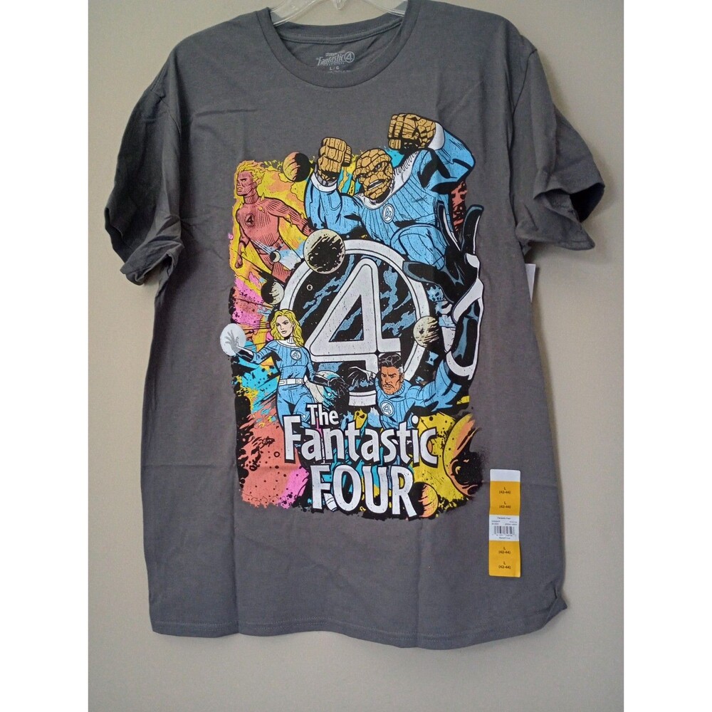 NWT Marvel The Fantastic Four Grey Tee Shirt Size Large